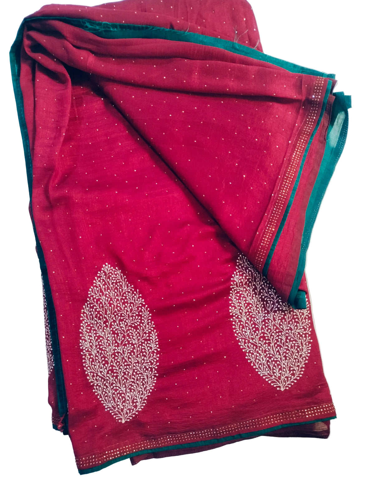 Designer Saree - Maroon with Peacock Blue