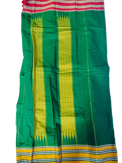 ILKAL PURE COTTON SAREE - GREEN GANGA JAMUNA