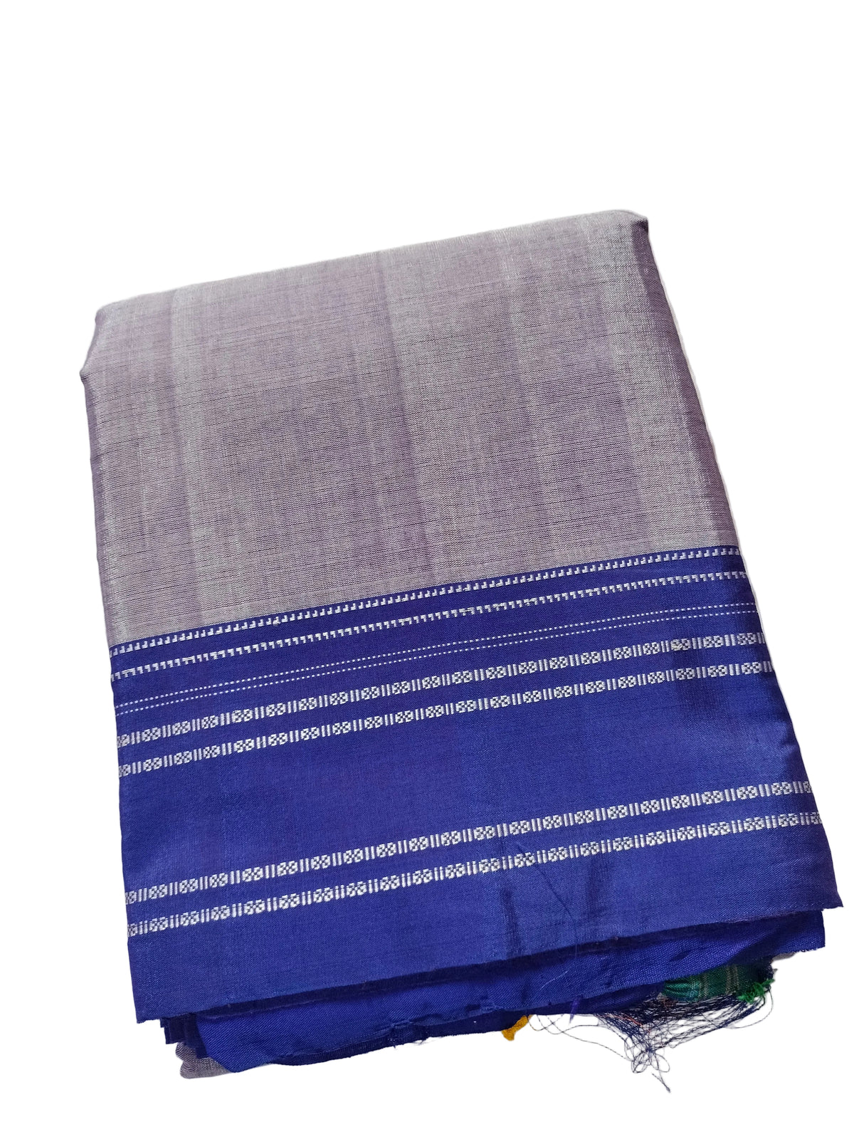 Satin Silk Ilkal Saree with Silver Border - Green with Blue