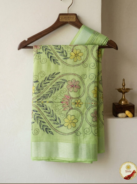 Khatha Stitch Cotton Sarees | Elegant Handcrafted Cotton Sarees