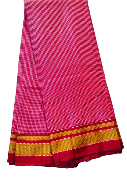 Pure Chikki Paras Saree with Pure Silk Pallu - Pink