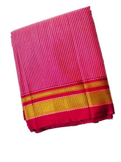 Pure Chikki Paras Saree with Pure Silk Pallu - Pink
